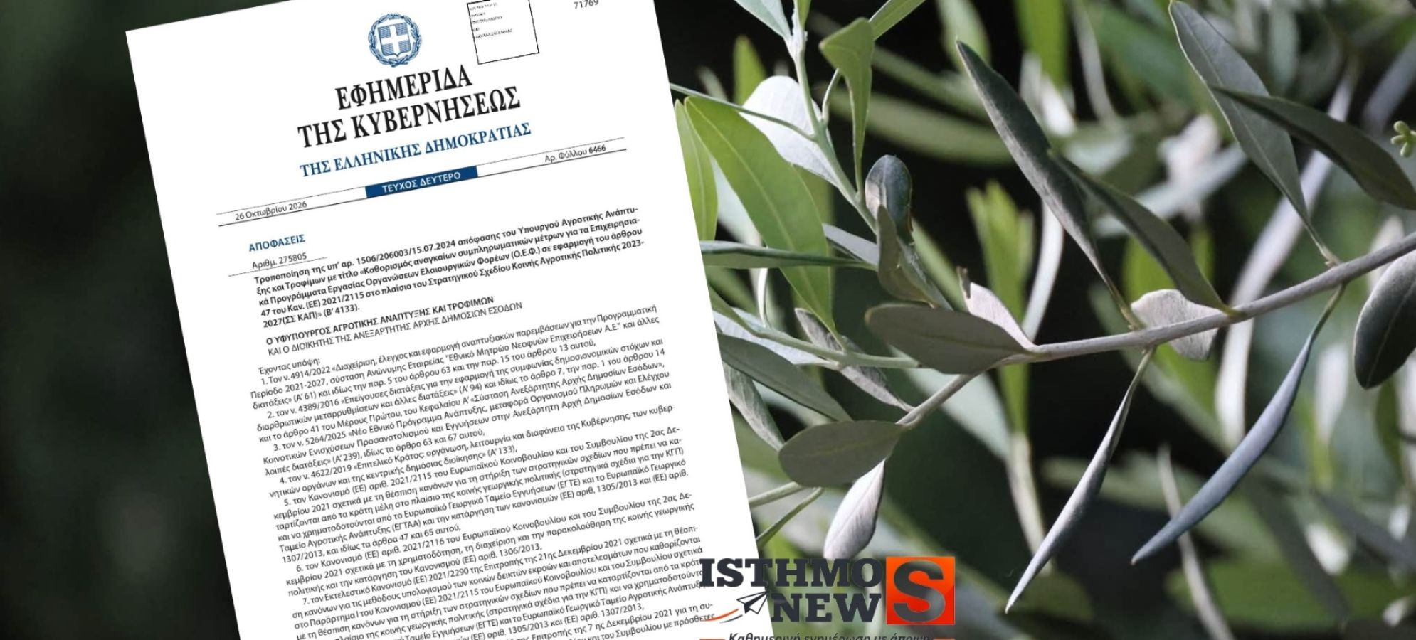 Γιάννης Ανδριανός: Διαφάνεια στη διαχείριση των ευρωπαϊκών πόρων και στήριξη της ελληνικής ελαιοκομίας
